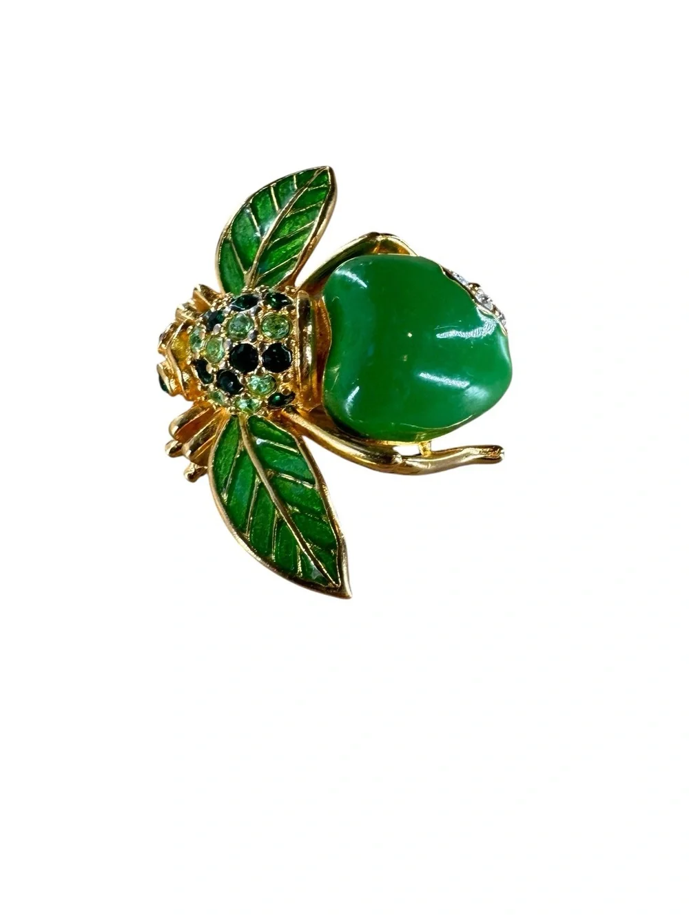 Very Rare Authentic Joan Rivers Green Granny Smith Apple Bee Pin Brooch
